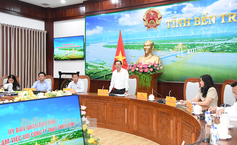 Chủ tịch UBND tỉnh Trần Ngọc Tam chủ trì buổi làm việc với Công ty TNHH Thiên Định.