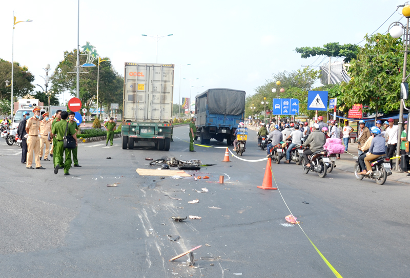 Hiện trường vụ tai nạn giao thông. Ảnh: CTV