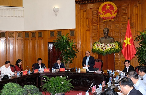 Thủ tướng Nguyễn Xuân Phúc làm việc với Viện Kiểm sát nhân dân Tối cao Thủ tướng Nguyễn Xuân Phúc phát biểu tại cuộc làm việc - Ảnh: VGP/Quang Hiếu
