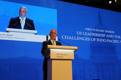 Shangri-La 2018: Biển Đông và Triều Tiên làm nóng chương trình nghị sự Bộ trưởng Quốc phòng Mỹ James Mattis.
