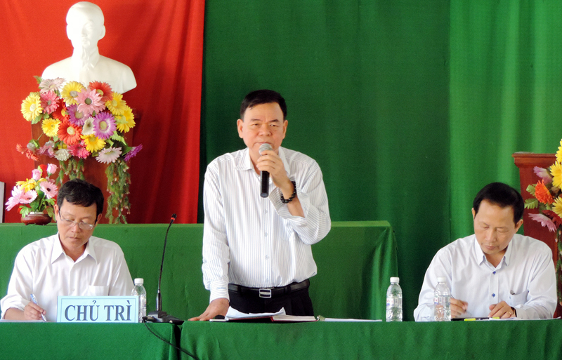 Bí thư Tỉnh ủy Võ Thành Hạo phát biểu tại buổi làm việc. Ảnh:  P. Tuyết