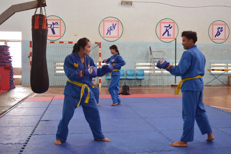 Đội tuyển Vovinam đang tập luyện. Ảnh: A. Nguyệt