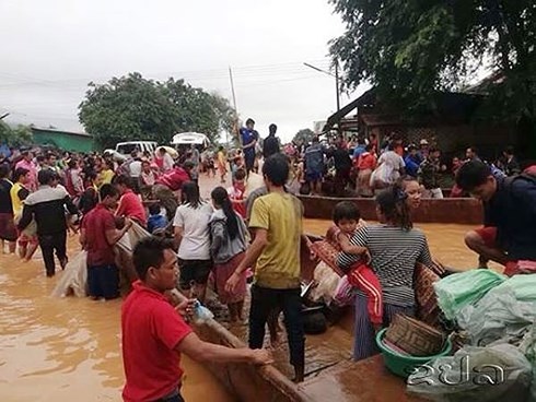 Vỡ đập thủy điện tại Lào khiến hàng trăm người mất tích. Ảnh: KPL