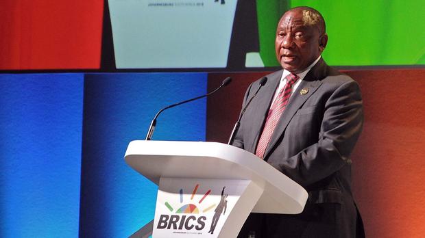 Tổng thống Nam Phi Cyril Ramaphosa phát biểu khai mạc diễn đàn. Ảnh: iol.co.za