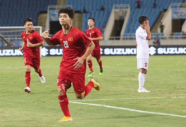 Công Phượng từng tỏa sáng trong trận gặp Palestine ở giải giao hữu U23 quốc tế. Ảnh: Ngọc Thành