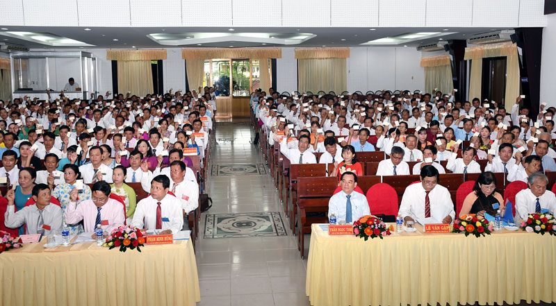 Quang cảnh phiên trù bị Đại hội đại biểu Hội Nông dân tỉnh, chiều ngày 25-9-2018. Ảnh: Hữu Hiệp