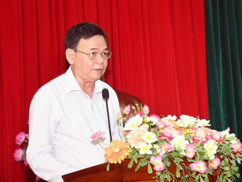 Bí thư Tỉnh ủy Võ Thành Hạo phát biểu khai mạc Hội nghị. Ảnh: Hữu Hiệp