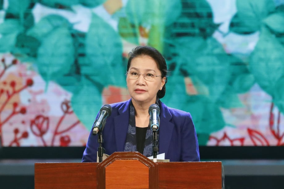 Chủ tịch Quốc hội Nguyễn Thị Kim Ngân phát biểu tại Chương trình. Ảnh: VGP/Thành Chung