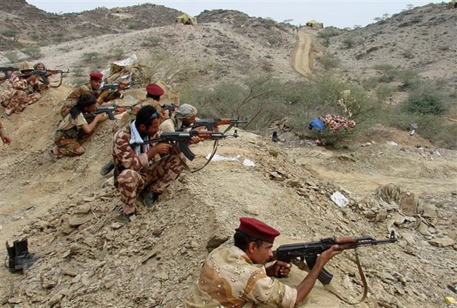 Binh sĩ Yemen trong cuộc xung đột với phiến quân Houthi ở tỉnh Saada, miền Tây Bắc Yemen. Nguồn: AFP/TTXVN