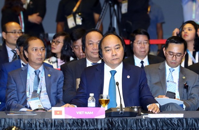 Thủ tướng Nguyễn Xuân Phúc và các đại biểu Việt Nam dự Hội nghị Cấp cao ASEAN - Nga lần thứ 3. Ảnh: Thống Nhất/TTXVN