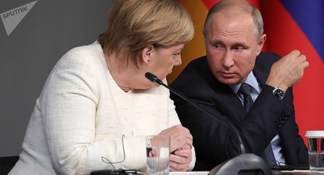 Tổng thống Nga Vladimir Putin và Thủ tướng Đức Angela Merkel. Nguồn: Sputnik