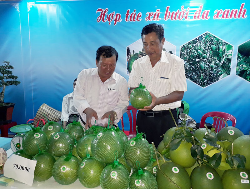 Sản phẩm trưng bày tại Hội chợ kết nối cung cầu hàng hóa giữa Bến Tre và TP. Hồ Chí Minh. Ảnh: HTX