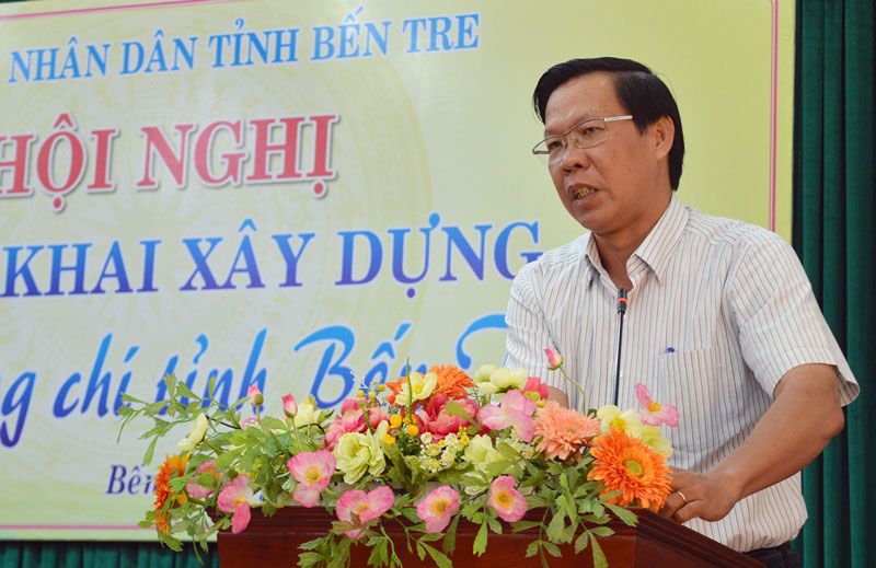 Phó Bí thư Thường trực Tỉnh ủy Phan Văn Mãi phát biểu tại hội nghị. Ảnh: A. Nguyệt