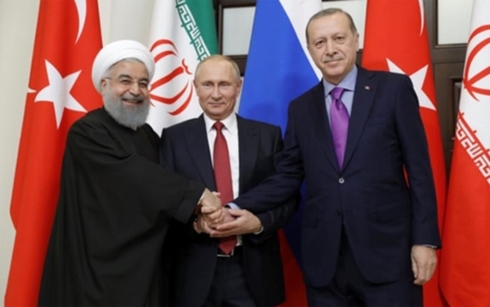 Tuyên bố chung kết quả hội nghị thượng đỉnh 3 bên Nga - Thổ Nhĩ kỳ - Iran. Ảnh: Reuters