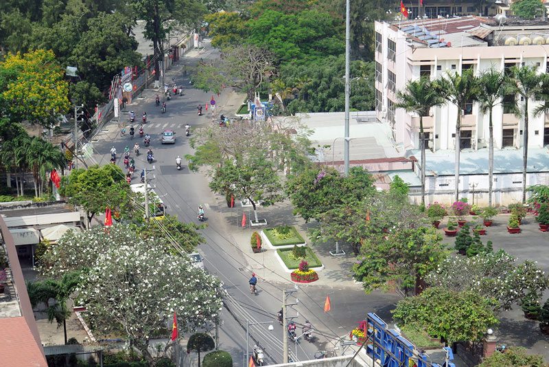 TP. Bến Tre phủ đầy màu xanh. Ảnh: Thạch Thảo