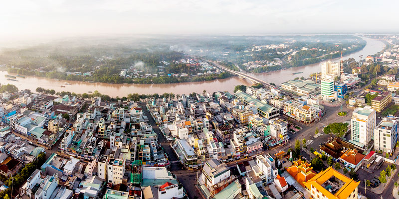 TP. Bến Tre nhìn từ trên cao.  Ảnh: T.Nghĩa