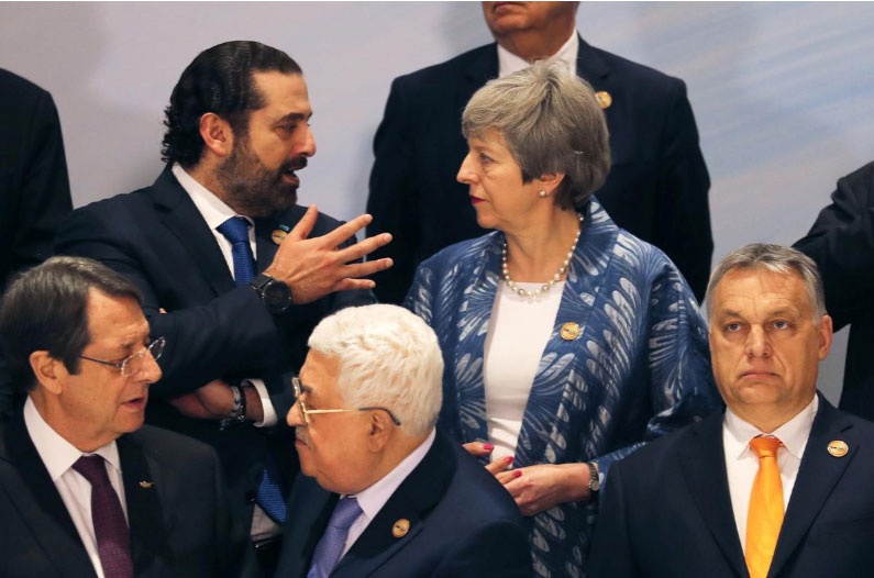 Thủ tướng Anh Theresa May tại Hội nghị thượng đỉnh Liên minh châu Âu - Liên đoàn Arab (EU - AL). Ảnh:  Reuters