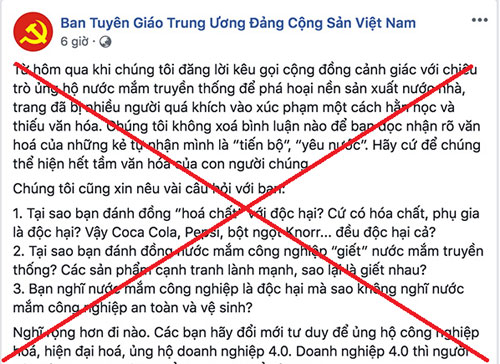 Đề nghị xử lý nghiêm Facebook giả mạo Ban Tuyên giáo Trung ương Bài viết gần đây nhất của trang Facebook mạo danh Ban Tuyên giáo Trung ương.