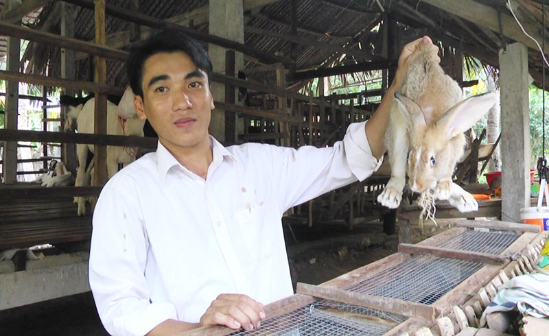 Anh Bùi Văn Hiền mở rộng mô hình với việc nuôi thêm thỏ.