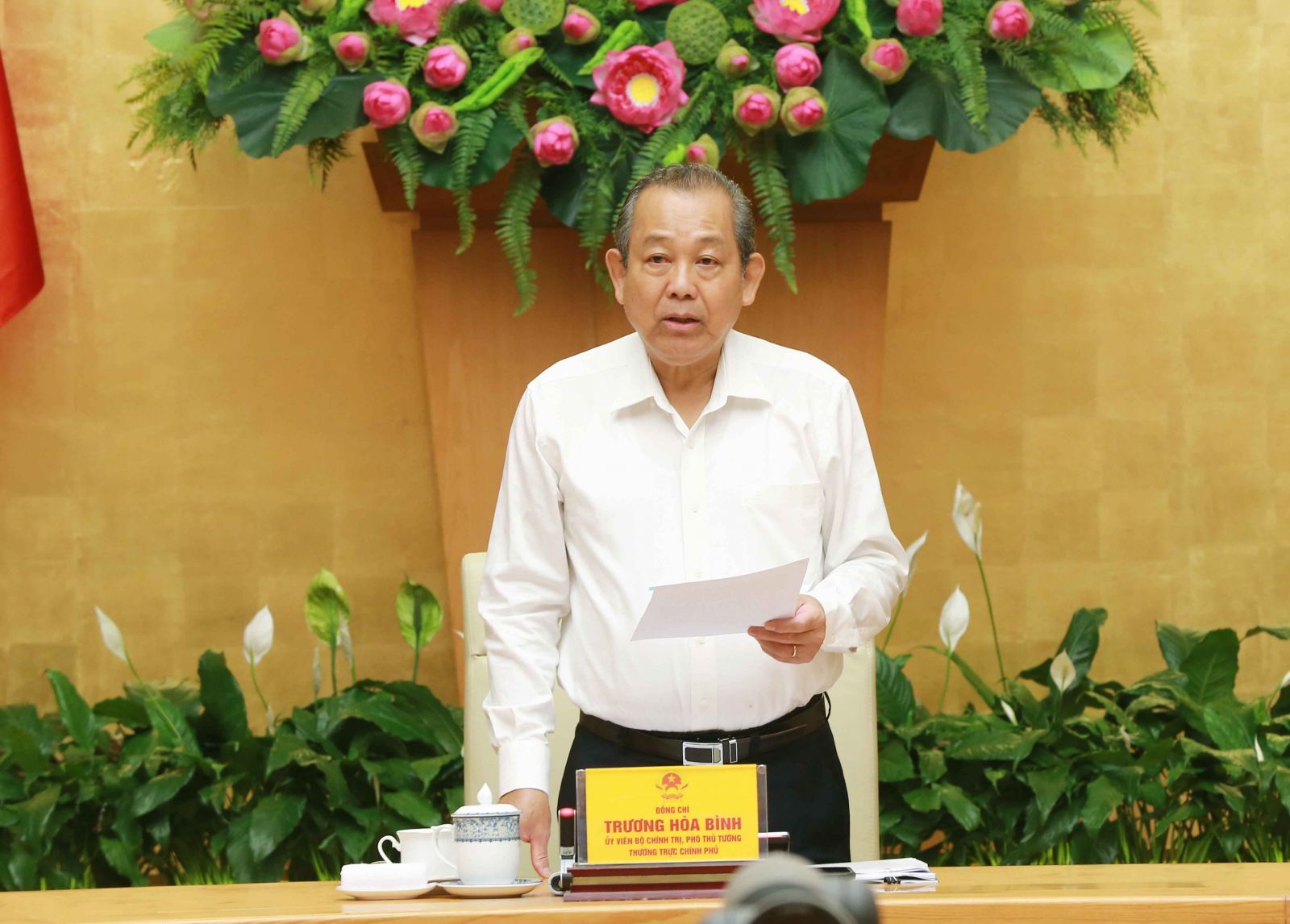 Phó thủ tướng Trương Hòa Bình chủ trì Hội nghị toàn quốc về bảo đảm trật tự an toàn giao thông Phó thủ tướng Thường trực Chính phủ Trương Hoà Bình phát biểu tại hội nghị. Ảnh: VGP/Lê Sơn