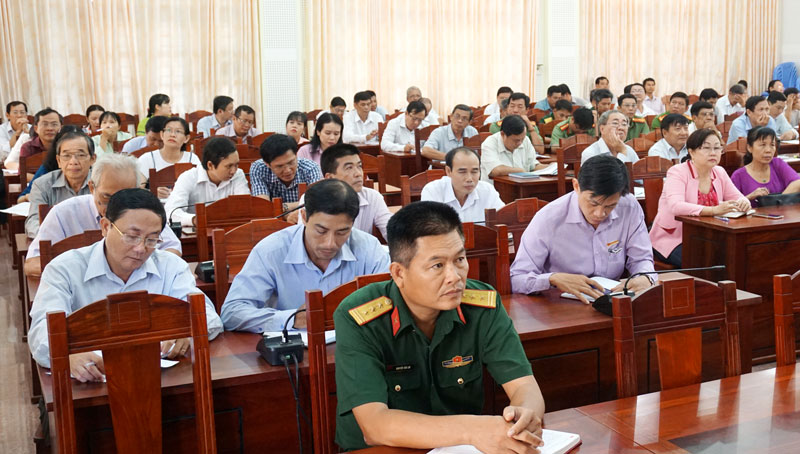 Các đại biểu tỉnh tham dự hội nghị báo cáo viên trực tuyến tháng 5-2019 do Ban Tuyên giáo Trung ương tổ chức. Ảnh: Q.Hùng