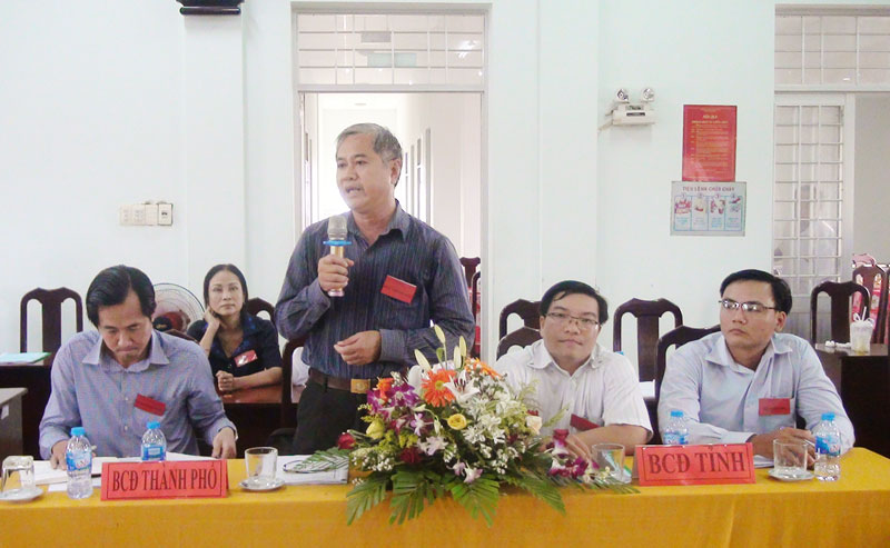 Phường 6 diễn tập phòng chống giảm nhẹ thiên tai, tìm kiếm cứu nạn Ông Nguyễn Văn Đức-Bí thư Thành ủy phát biểu kết luận buổi diễn tập.