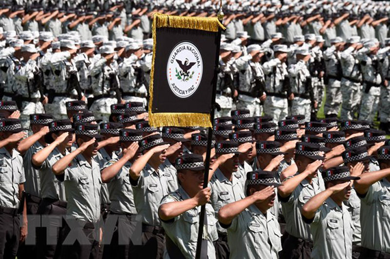 Lực lượng Vệ binh quốc gia Mexico tại lễ thành lập ở Campo Marte, Mexico City, ngày 30-6-2019. (Nguồn: AFP/TTXVN)