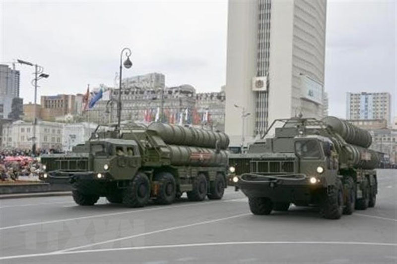 Hệ thống phòng không S-400 của Nga tại lễ diễu binh ở Vladivostok, Nga ngày 9-5-2019. (Nguồn: Kyodo/TTXVN)