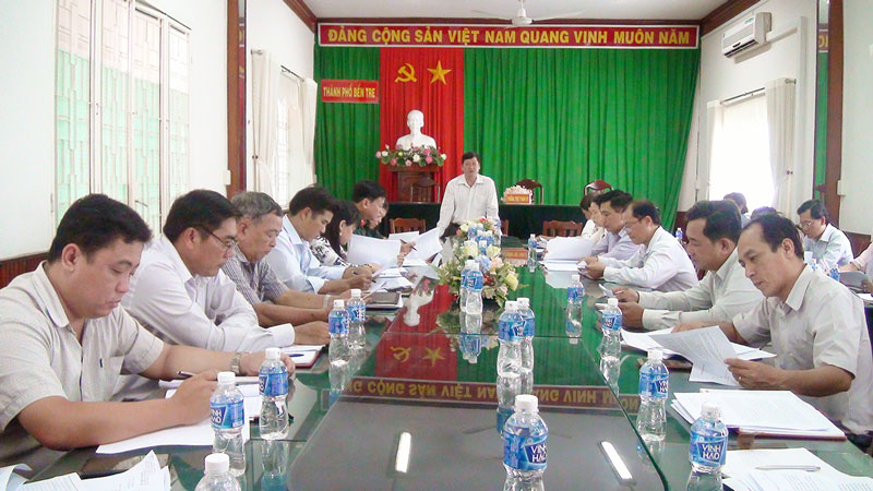 TP. Bến Tre tăng cường công tác phối hợp tuyên truyền Quang cảnh hội nghị.