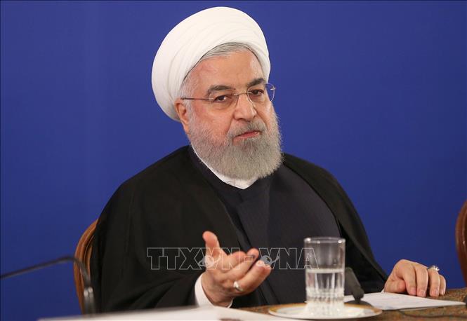 Tổng thống Iran Hassan Rouhani phát biểu trong cuộc họp với các nhân viên Bộ Ngoại giao nước này tại thủ đô Tehran ngày 6-8-2019. Ảnh: AFP/TTXVN