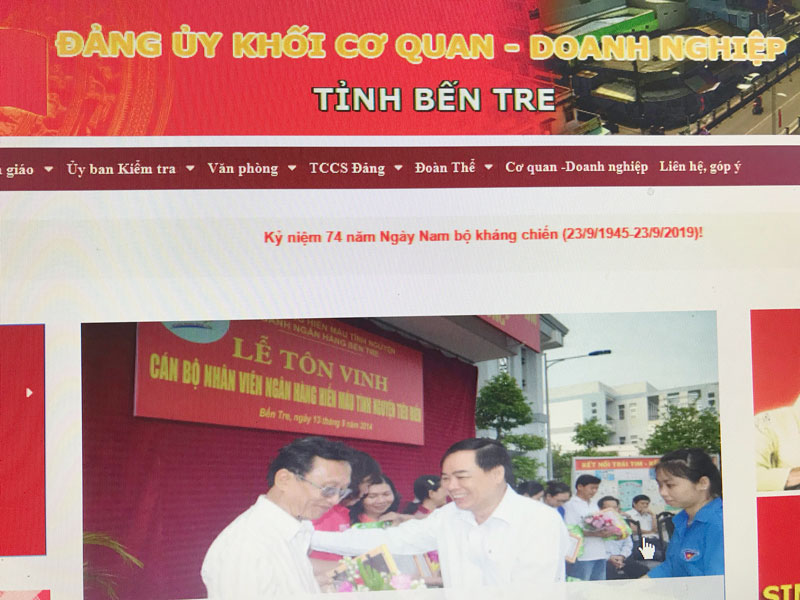 Giới thiệu Website Đảng bộ Khối Cơ quan - Doanh nghiệp tỉnh Giao diện website