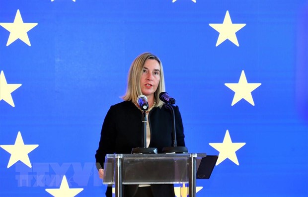 Đại diện cấp cao của EU về chính sách an ninh và đối ngoại Federica Mogherini phát biểu. Ảnh: THX/TTXVN