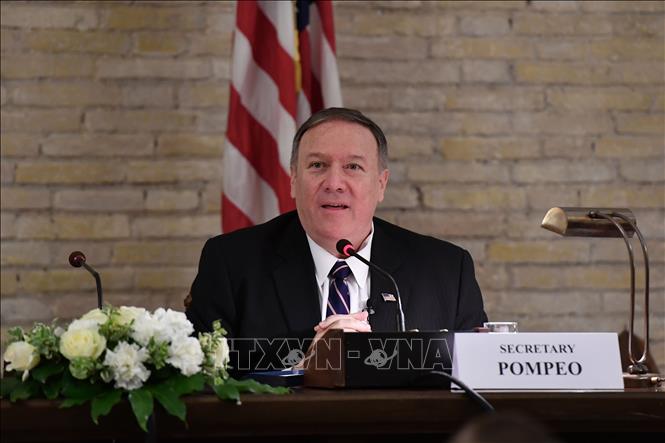 Ngoại trưởng Mỹ Mike Pompeo phát biểu tại một sự kiện nhân chuyến thăm Vatican, ngày 2-10-2019. Ảnh: AFP/TTXVN