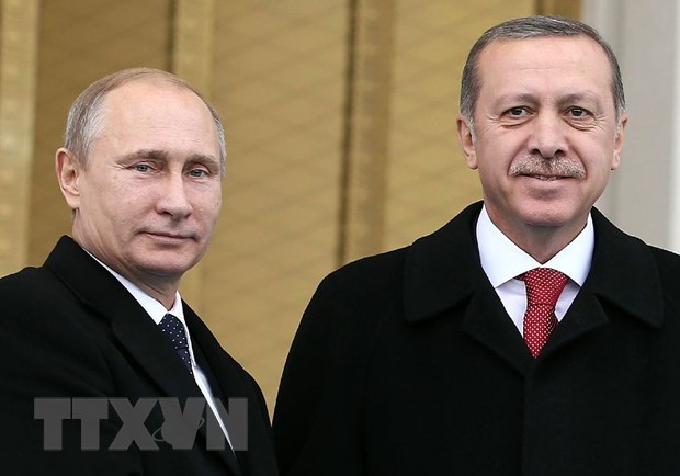 Tổng thống Nga Vladimir Putin và người đồng cấp Thổ Nhĩ Kỳ Recep Tayyip Erdogan. Nguồn: AFP