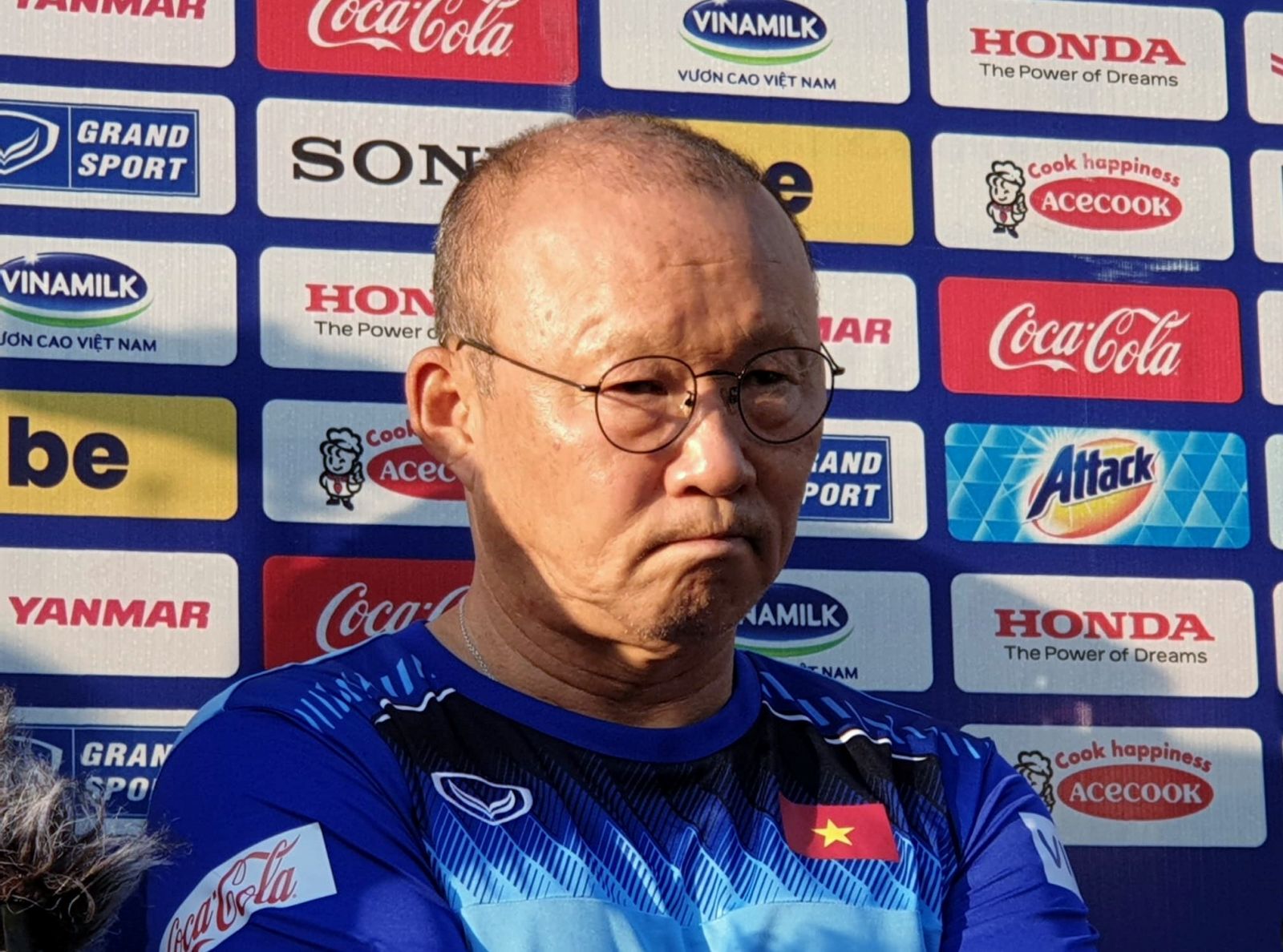 HLV Park Hang Seo trong buổi trả lời phỏng vấn chiều 29-10-2019. Ảnh: Lê Thành