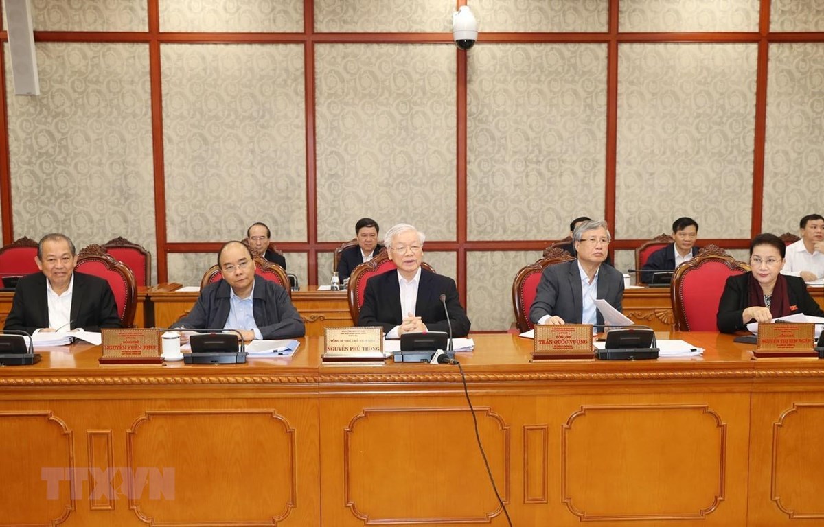 Tổng Bí thư, Chủ tịch nước Nguyễn Phú Trọng phát biểu chỉ đạo buổi làm việc với Ban Thường vụ Tỉnh ủy Thừa Thiên - Huế. Ảnh: Trí Dũng/TTXVN