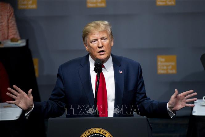 Tổng thống Mỹ Donald Trump phát biểu tại New York ngày 12-11-2019. Ảnh: THX/TTXVN