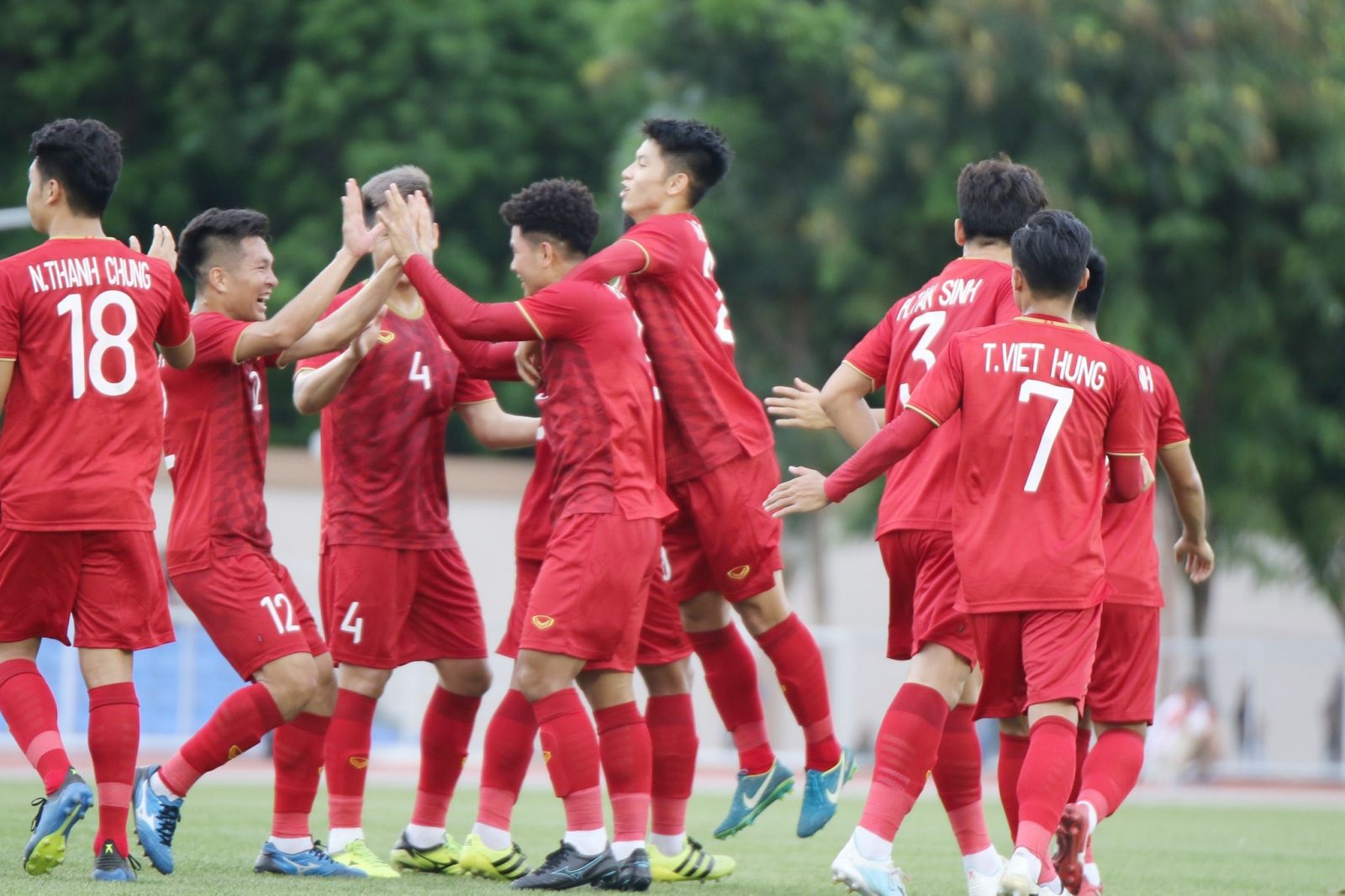 U22 dễ dàng đánh bại U22 Brunei với tỷ số 6-0. Ảnh: VFF