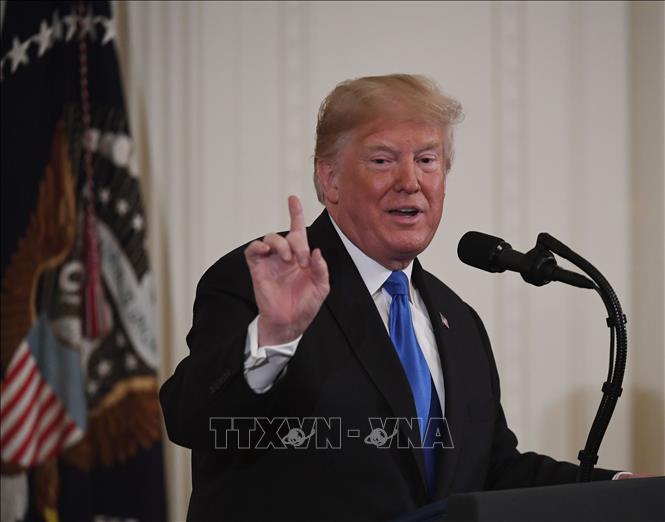 Tổng thống Mỹ Donald Trump trong cuộc họp báo tại Washington DC., ngày 7-11-2018. Ảnh: THX/TTXVN