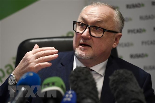 Tổng Giám đốc RUSADA Yury Ganus phát biểu tại cuộc họp báo ở Moskva ngày 27-12-2019. (Ảnh: AFP/TTXVN)