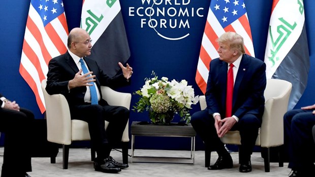 Tổng thống Mỹ-Iraq nhất trí duy trì quan hệ “đối tác an ninh” Tổng thống Mỹ Donald Trump và người đồng cấp phía Iraq Barham Saleh. (Nguồn: Reuters)