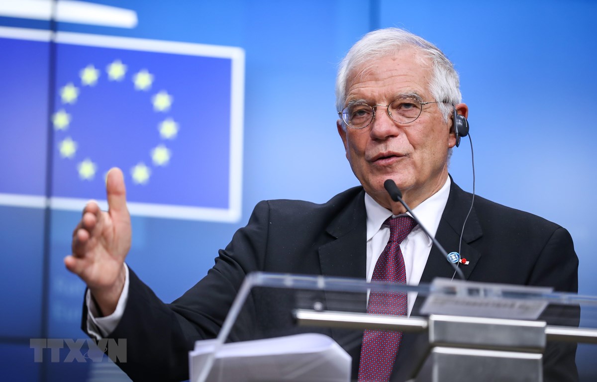 Đại diện cấp cao của EU phụ trách chính sách an ninh và đối ngoại Josep Borrell phát biểu tại cuộc họp báo ở Brussels, Bỉ ngày 20-1-2020. Ảnh: THX/TTXVN