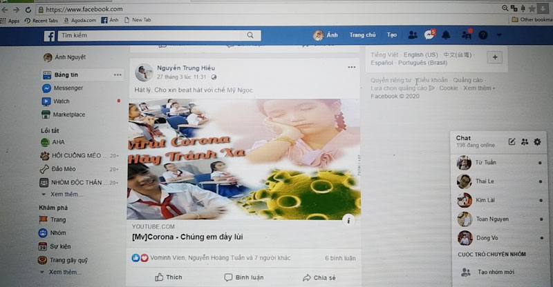 Âm nhạc góp phần phòng chống dịch Covid-19 Facebook bạn Nguyễn Trung Hiếu thường xuyên chọn lọc bài viết, hình ảnh về các hoạt động phòng chống dịch Covid từ các trang báo chính thống.