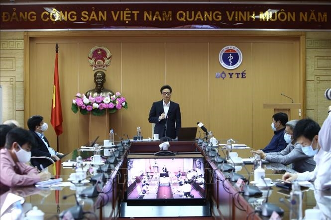  Phó thủ tướng Vũ Đức Đam, Trưởng Ban chỉ đạo quốc gia phòng chống dịch COVID-19 phát biểu. Ảnh: Minh Quyết - TTXVN