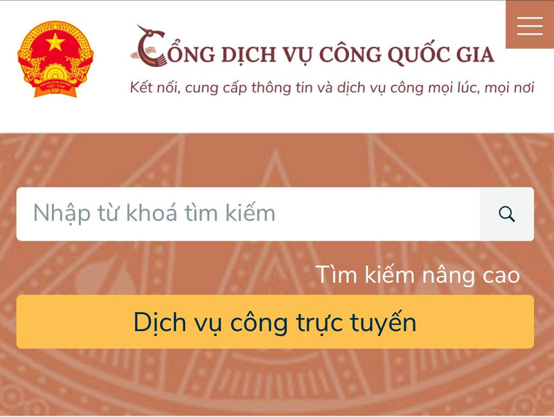 Giao diện dịch vụ công trực tuyến.