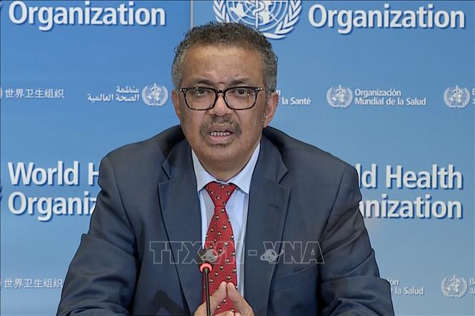 Tổng Giám đốc WHO Tedros Adhanom Ghebreyesus tại cuộc họp báo ở Geneva, Thụy Sĩ, ngày 6-4-2020. Ảnh: AFP/TTXVN