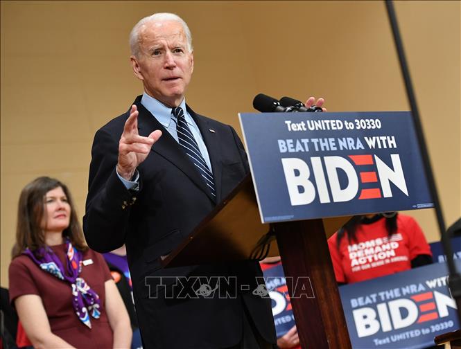 Cựu Phó Tổng thống Mỹ Joe Biden phát biểu trong cuộc vận động tranh cử ở Colombus, bang Ohio ngày 10-3-2020. Ảnh: AFP/TTXVN