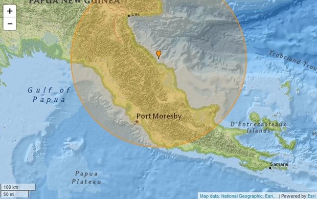 Vị trí trận động đất tại Papua New Guinea. Nguồn: USGS