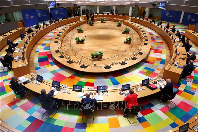 Toàn cảnh Hội nghị thượng đỉnh EU tại Brussels, Bỉ ngày 17-7-2020. Ảnh: AFP/TTXVN