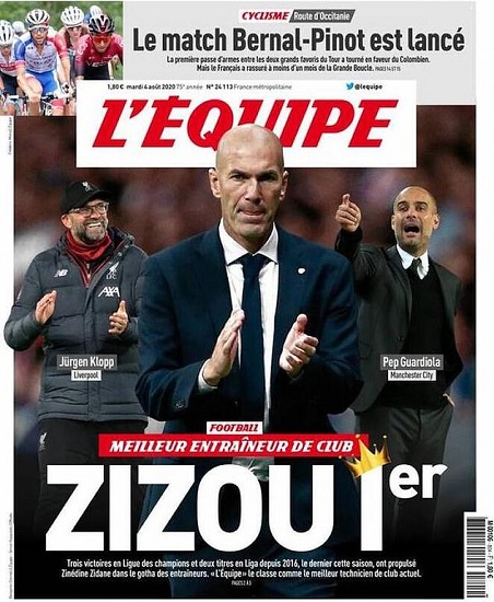 Tạp chí L'Equipe chọn Zinedine Zidane là HLV xuất sắc nhất mùa này